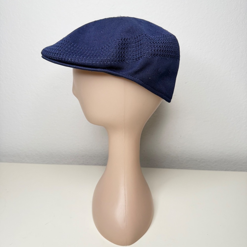 Kangol Tropic 504 Ventair Flat Cap Mens Navy Blue Knit Streetwear Large